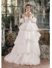 Strapless Ivory Pleated Tulle Layered Wedding Dress
